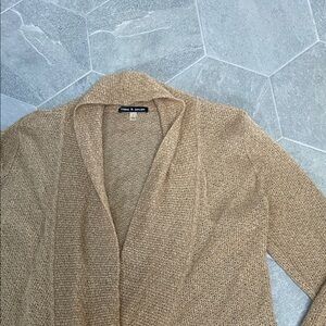 Cable & Gauge Women’s Gold Open-Front Cardigan Sweater – Size Large